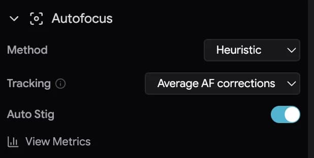 Autofocus settings